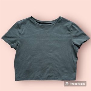 Olive Green Wild Fable Cropped Baby Tee